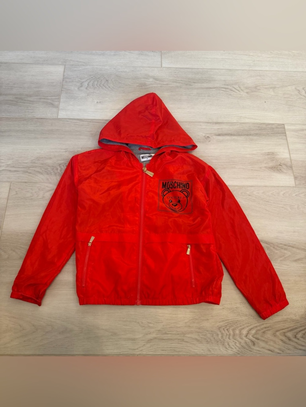 Moschino Kids Red Hooded Windbreaker Jacket Size 8 (128)